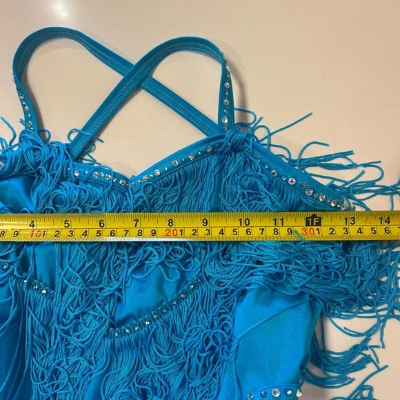 WEISSMAN Adult Turquoise Fringe Dance Costume | Jazz / Latin | Size SA - Picture 7 of 11